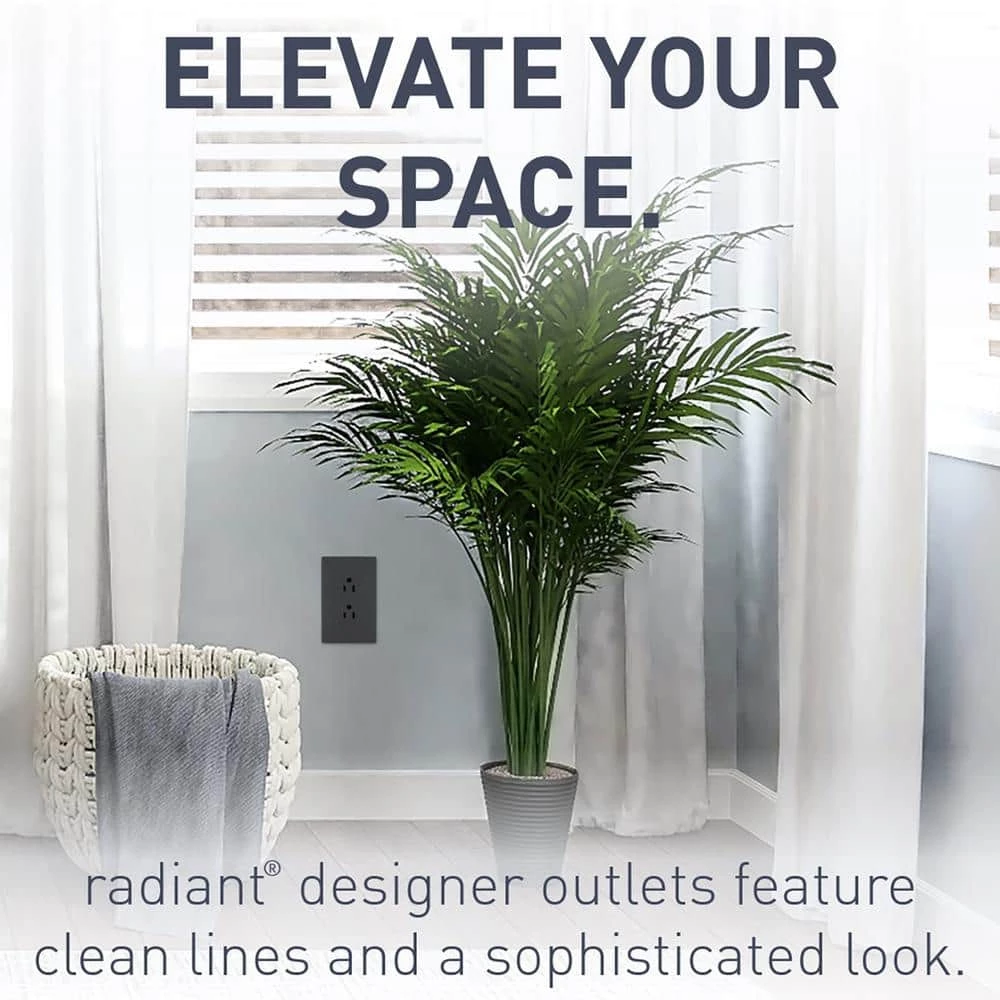 Radiant 15 Amp 125-Volt Tamper Resistant Residential Decorator Duplex Outlet, Black by Legrand 9 Radiant 15 Amp 125-Volt Tamper Resistant Residential Decorator Duplex Outlet, Black by Legrand - Image 7