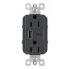 Radiant 15 Amp 125-Volt Decorator Duplex Outlet with 6.0 Amp Type A/C USB, Black by Legrand -Legrand Sales black legrand electrical outlets receptacles r26usbac6bkccv4 64 1000