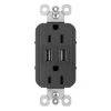 Radiant 15 Amp 125 Volt Duplex Outlet with 3.1 Amp USB, Black by Legrand -Legrand Sales black legrand electrical outlets receptacles tm826usbbkccv4 64 1000