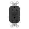 Radiant 20 Amp 125-Volt Tamper-Resistant Duplex Outlet with Ultra-Fast PLUS Power Delivery USB C/C, Black by Legrand -Legrand Sales black legrand electrical outlets receptacles tr20usbpdbk 64 1000