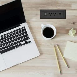 10 ft. Cord 15 Amp 2-Outlet, Switch and 2 Type A USB Radiant Furniture Power Strip in Black by Legrand -Legrand Sales black legrand power strips rdszbk10 66 1000