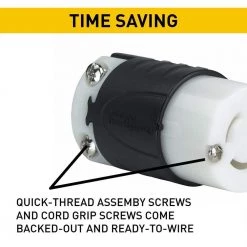 Pass & Seymour Turnlok 20 Amp 250-Volt NEMA L15-20P Locking Plug by Legrand -Legrand Sales black white legrand electrical plugs connectors l1520p 76 1000