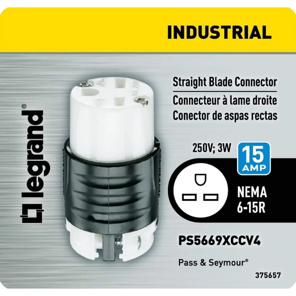 Pass & Seymour Extra-Hard Use 15 Amp 250-Volt NEMA 6-15R Straight Blade Connector by Legrand 7 Pass & Seymour Extra-Hard Use 15 Amp 250-Volt NEMA 6-15R Straight Blade Connector by Legrand - Image 5