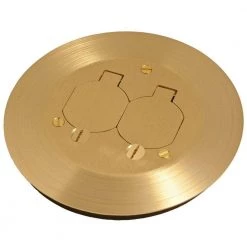 6-1/4 in. W Brass Round Floor Box Cover Kit with 2 Lift Lids for Use with 5511 Floor Box (1-Pack) by RACO