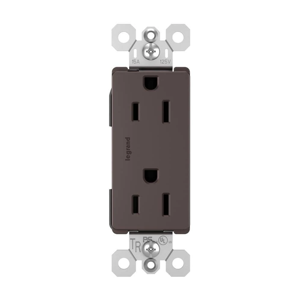 Radiant 15 Amp 125-Volt Tamper Resistant Decorator Duplex Outlet, Dark Bronze by Legrand 3 Radiant 15 Amp 125-Volt Tamper Resistant Decorator Duplex Outlet, Dark Bronze by Legrand