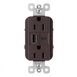 Radiant 15 Amp 125-Volt Decorator Duplex Outlet with 6.0 Amp Type A/C USB, Dark Bronze by Legrand