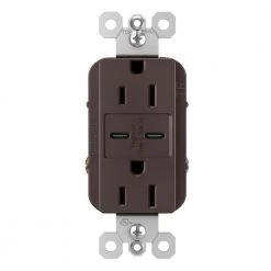 Radiant 15 Amp 125-Volt Decorator Duplex Outlet with 6.0 Amp Type C/C USB, Dark Bronze by Legrand