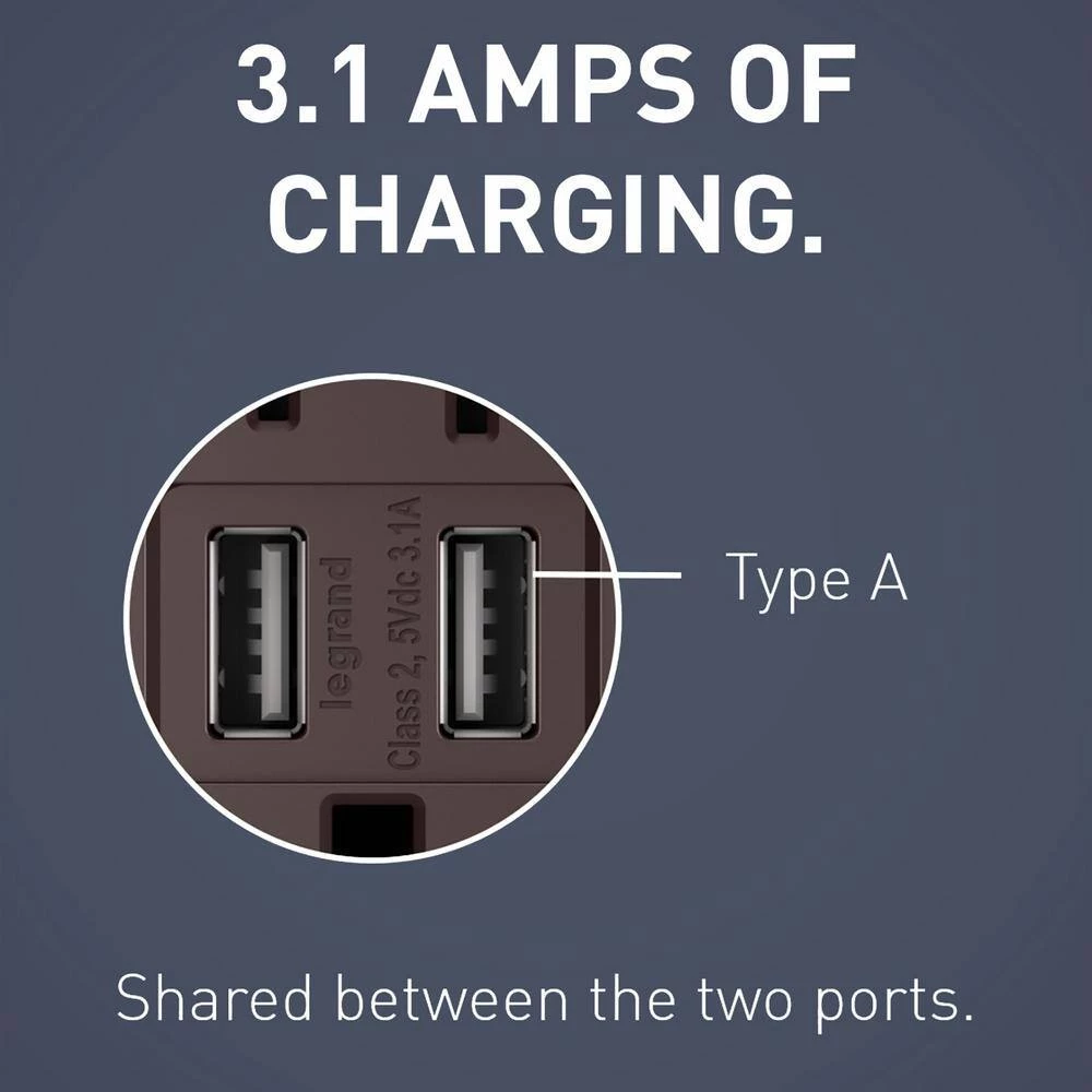 Radiant 15 Amp 125 Volt Duplex Outlet with 3.1 Amp USB, Dark Bronze by Legrand 9 Radiant 15 Amp 125 Volt Duplex Outlet with 3.1 Amp USB, Dark Bronze by Legrand - Image 7