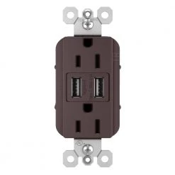 Radiant 15 Amp 125 Volt Duplex Outlet with 3.1 Amp USB, Dark Bronze by Legrand