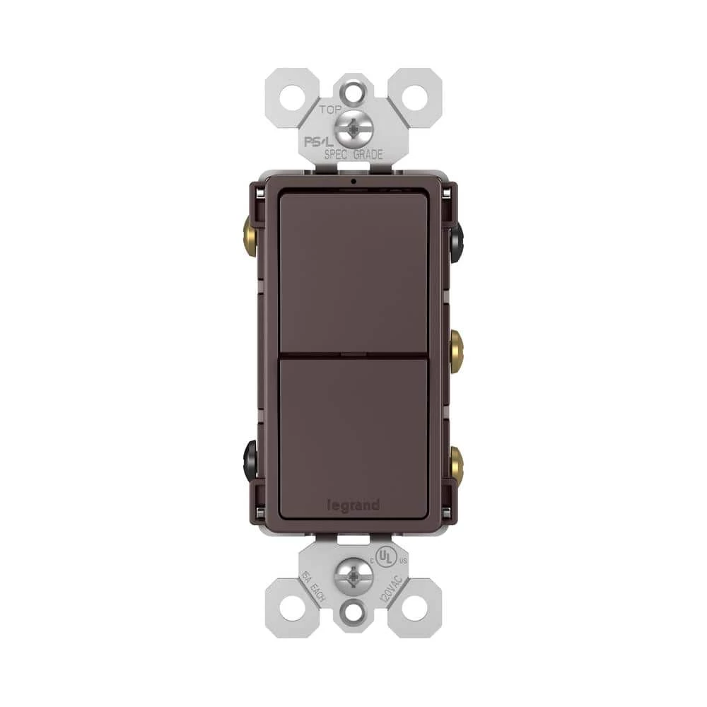 Radiant 15 Amp 120-Volt 2-Switch 3-Way plus 3-Way Combination Decorator Rocker Light Switch, Dark Bronze by Legrand 3 Radiant 15 Amp 120-Volt 2-Switch 3-Way plus 3-Way Combination Decorator Rocker Light Switch, Dark Bronze by Legrand