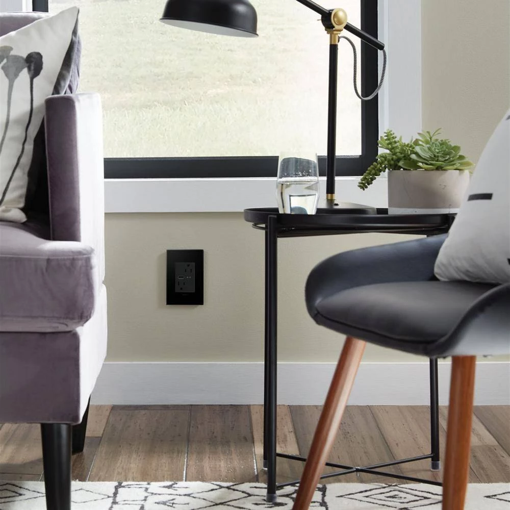 Adorne 15 Amp 120-Volt Duplex Outlet with 6.0 Amp Type A/C USB, Graphite by Legrand 5 Adorne 15 Amp 120-Volt Duplex Outlet with 6.0 Amp Type A/C USB, Graphite by Legrand - Image 3