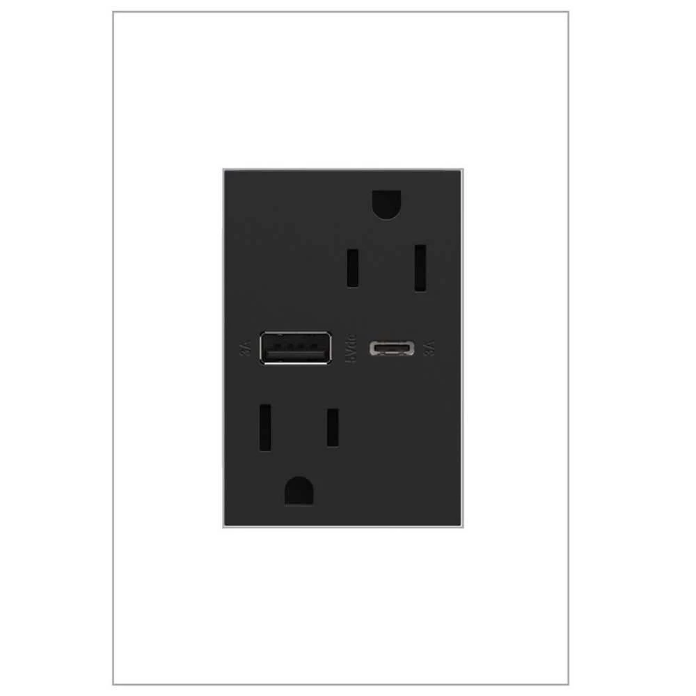 Adorne 15 Amp 120-Volt Duplex Outlet with 6.0 Amp Type A/C USB, Graphite by Legrand 3 Adorne 15 Amp 120-Volt Duplex Outlet with 6.0 Amp Type A/C USB, Graphite by Legrand