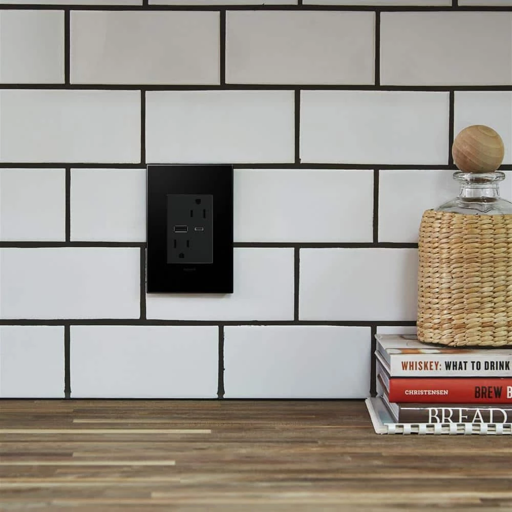 Adorne 15 Amp 120-Volt Duplex Outlet with 6.0 Amp Type A/C USB, Graphite by Legrand 4 Adorne 15 Amp 120-Volt Duplex Outlet with 6.0 Amp Type A/C USB, Graphite by Legrand - Image 2