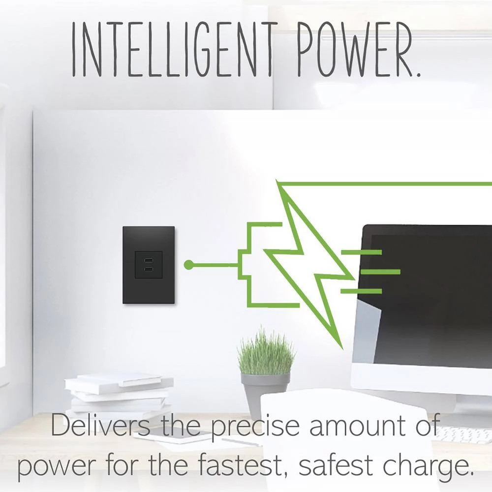 Adorne 6.0 Amp Ultra-Fast USB Type A/A Duplex Outlet, Graphite by Legrand 9 Adorne 6.0 Amp Ultra-Fast USB Type A/A Duplex Outlet, Graphite by Legrand - Image 7