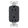 Radiant 15 Amp 125-Volt Decorator Duplex Outlet with 6.0 Amp Type A/C USB, Graphite by Legrand 2 Radiant 15 Amp 125-Volt Decorator Duplex Outlet with 6.0 Amp Type A/C USB, Graphite by Legrand -Legrand Sales graphite legrand electrical outlets receptacles r26usbac6g 64 1000