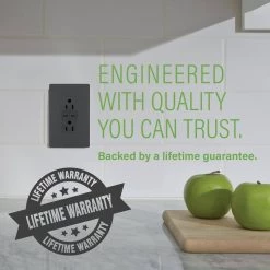 Radiant 15 Amp 125-Volt Tamper-Resistant Duplex Outlet with Ultra-Fast 6A PLUS 30W Power Delivery USB C/C, Graphite by Legrand -Legrand Sales graphite legrand electrical outlets receptacles r26usbpdgcc6 76 1000