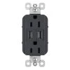 Radiant 15 Amp 125 Volt Duplex Outlet with 3.1 Amp USB, Graphite by Legrand