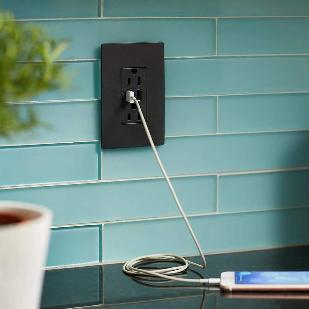 Radiant 15 Amp 125 Volt Duplex Outlet with 3.1 Amp USB, Graphite by Legrand 4 Radiant 15 Amp 125 Volt Duplex Outlet with 3.1 Amp USB, Graphite by Legrand - Image 2