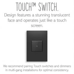 Adorne Touch 15 Amp Single-Pole/3-Way Switch, Graphite by Legrand -Legrand Sales graphite legrand light switches asth1532g2 4f 1000