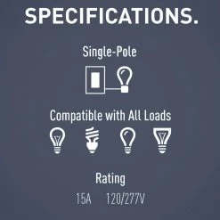 Radiant 15 Amp 120-Volt Single-Pole Decorator/Rocker Light Switch, Graphite by Legrand 24 Radiant 15 Amp 120-Volt Single-Pole Decorator/Rocker Light Switch, Graphite by Legrand -Legrand Sales graphite legrand light switches tm870gcc10 fa 1000