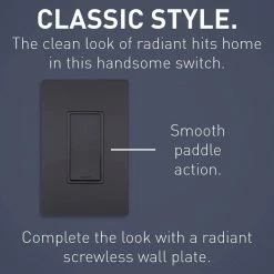 Radiant 15 Amp 120 Volt 3-Way Decorator/Rocker Light Switch, Graphite by Legrand -Legrand Sales graphite legrand light switches tm873gcc10 1f 1000