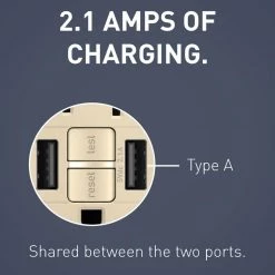 Radiant 15 Amp 125-Volt Tamper Resistant GFCI Residential/Commercial Decorator Duplex Outlet with A/A USB, Ivory by Legrand -Legrand Sales ivory legrand electrical outlets receptacles 1597trusbaai c3 1000