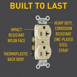Pass and Seymour 20 Amp 125-Volt Commercial Grade Backwire Duplex Outlet, Ivory by Legrand -Legrand Sales ivory legrand electrical outlets receptacles crb5362icc12 1f 1000