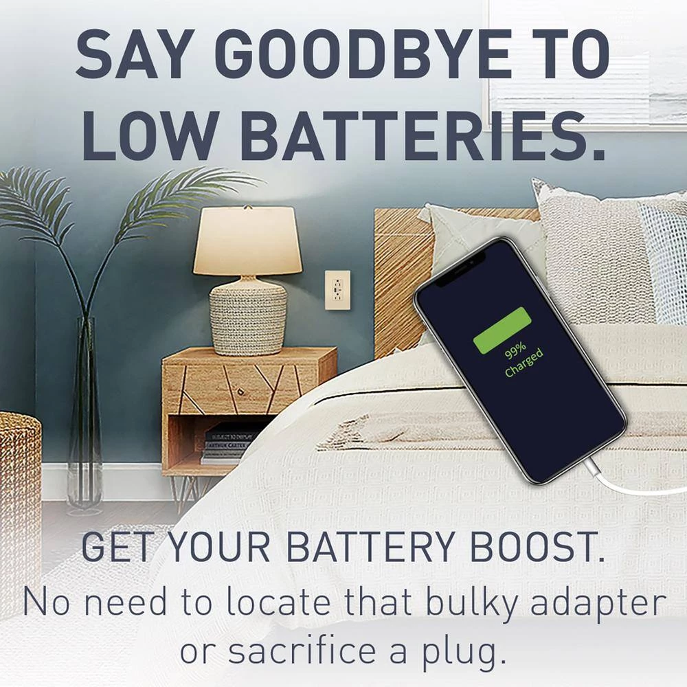 Radiant 15 Amp 125-Volt Decorator Duplex Outlet with 6.0 Amp Type A/C USB, Ivory by Legrand 7 Radiant 15 Amp 125-Volt Decorator Duplex Outlet with 6.0 Amp Type A/C USB, Ivory by Legrand - Image 5