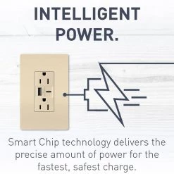 Radiant 15 Amp 125-Volt Decorator Duplex Outlet with 6.0 Amp Type A/C USB, Ivory by Legrand 15 Radiant 15 Amp 125-Volt Decorator Duplex Outlet with 6.0 Amp Type A/C USB, Ivory by Legrand -Legrand Sales ivory legrand electrical outlets receptacles r26usbac6i 44 1000