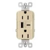 Radiant 15 Amp 125-Volt Decorator Duplex Outlet with 6.0 Amp Type A/C USB, Ivory by Legrand -Legrand Sales ivory legrand electrical outlets receptacles r26usbac6i 64 1000