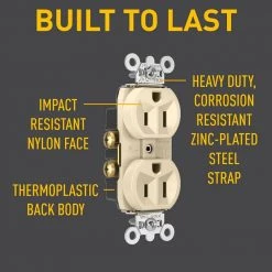 Pass & Seymour 15 Amp 125-Volt Tamper Resistant Commercial Grade Backwire Duplex Outlet, Ivory by Legrand 12 Pass & Seymour 15 Amp 125-Volt Tamper Resistant Commercial Grade Backwire Duplex Outlet, Ivory by Legrand -Legrand Sales ivory legrand electrical outlets receptacles tr5262icc12 1f 1000