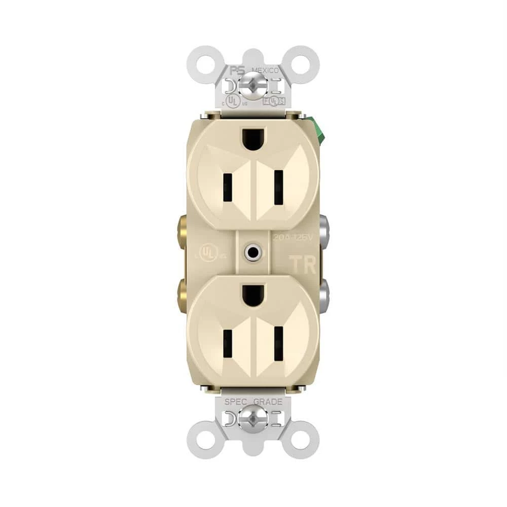 Pass & Seymour 15 Amp 125-Volt Tamper Resistant Commercial Grade Backwire Duplex Outlet, Ivory by Legrand 3 Pass & Seymour 15 Amp 125-Volt Tamper Resistant Commercial Grade Backwire Duplex Outlet, Ivory by Legrand