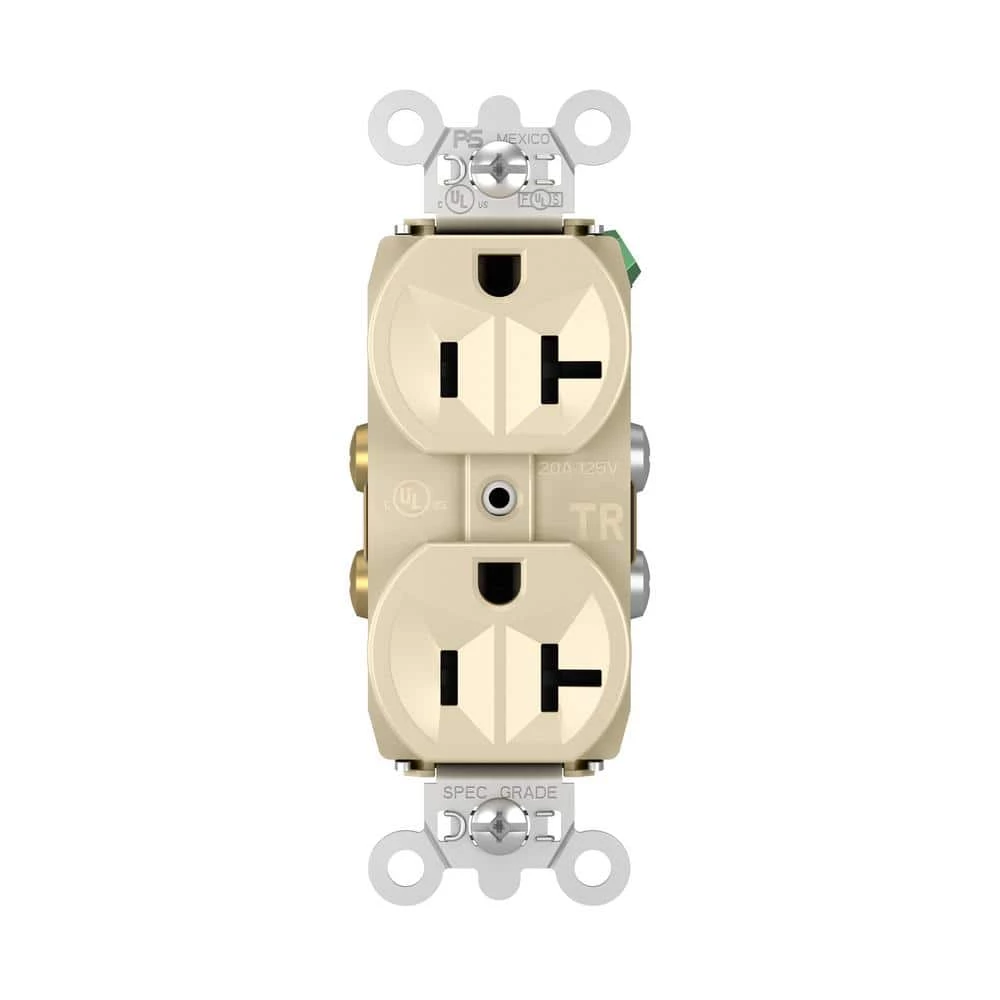 Pass & Seymour 20 Amp 125-Volt Tamper Resistant Commercial Grade Backwire Duplex Outlet, Ivory by Legrand 3 Pass & Seymour 20 Amp 125-Volt Tamper Resistant Commercial Grade Backwire Duplex Outlet, Ivory by Legrand