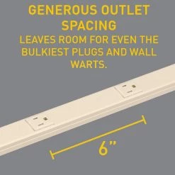 Wiremold Plugmold 40 in. 6-Outlet Power Strip with Circuit Breaker, Ivory, 6-ft. Cord by Legrand -Legrand Sales ivory legrand power strips pm36c 4f 1000