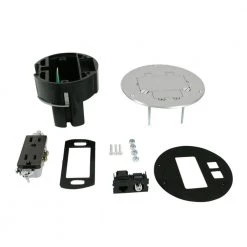 Wiremold Dual Service Floor Box Kit with 15 Amp Receptacle and 1 RJ45 Cat 5e Jack, Coax F Jack, Aluminum Cover by Legrand