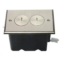 Pass & Seymour Slater Nickel 1-Gang Floor Box with Tamper-Resistant Duplex Outlet for Wood Sub-Floor by Legrand