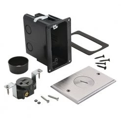 Pass & Seymour Slater Nickel 1-Gang Floor Box with Tamper-Resistant Single Receptacle for Wood Sub-Floor by Legrand