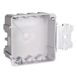 Pass & Seymour Slater New Work 4 in. Plastic 2-Gang Square Box with Threaded Mounting Holes and Auto/Clamps by Legrand