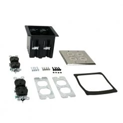 Wiremold WMFB Series 1/2 in. 15 Amp Rectangular Cover 4-Outlet Residential AC Floor Box, Nickel Cover by Legrand