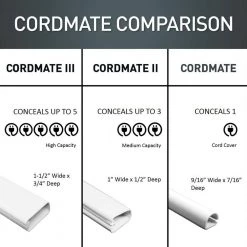 Wiremold CordMate III High-Capacity Cord Cover 15 ft. Kit, Cord Hider for Home or Office, Holds 5 Cable, White by Legrand 19 Wiremold CordMate III High-Capacity Cord Cover 15 ft. Kit, Cord Hider for Home or Office, Holds 5 Cable, White by Legrand -Legrand Sales legrand cable organizers c310 76 1000