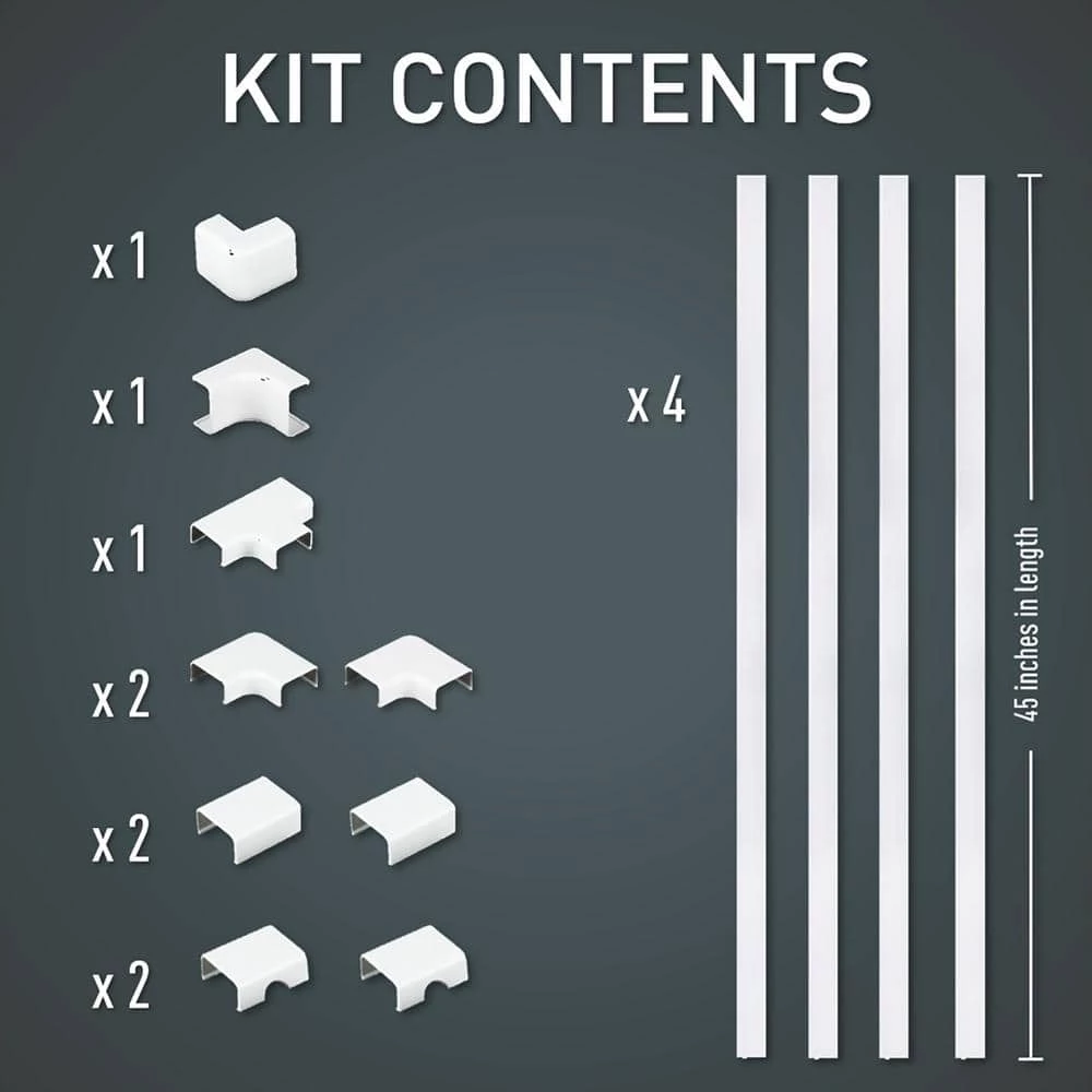 Wiremold CordMate III High-Capacity Cord Cover 15 ft. Kit, Cord Hider for Home or Office, Holds 5 Cable, White by Legrand 10 Wiremold CordMate III High-Capacity Cord Cover 15 ft. Kit, Cord Hider for Home or Office, Holds 5 Cable, White by Legrand - Image 8