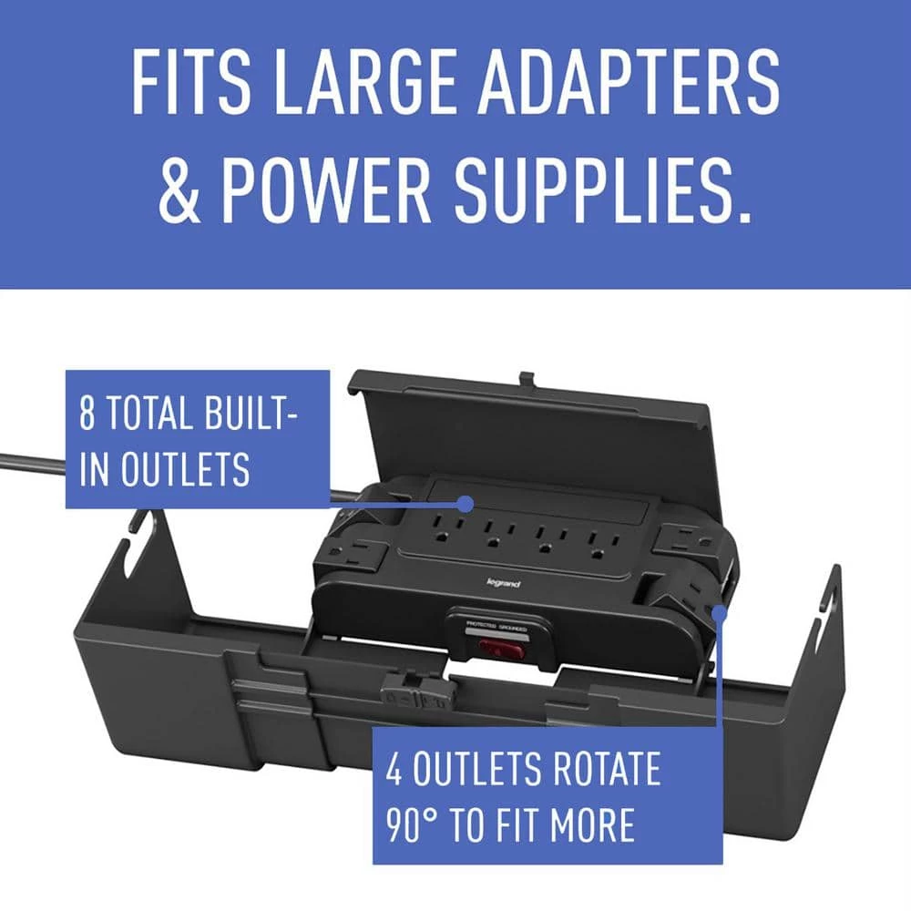 Wiremold CordMate 8-Outlet Cable Management Box with Built-In Surge Protected Power Strip, for Home or Office, Black by Legrand 7 Wiremold CordMate 8-Outlet Cable Management Box with Built-In Surge Protected Power Strip, for Home or Office, Black by Legrand - Image 5