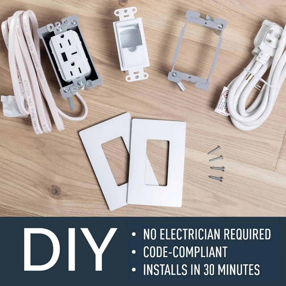 Radiant In-Wall Power and USB Type A/C Outlet Relocation Kit, White by Legrand 7 Radiant In-Wall Power and USB Type A/C Outlet Relocation Kit, White by Legrand - Image 5