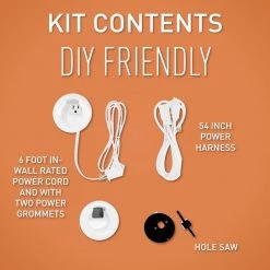 Wiremold in Wall TV Power and Cable Grommet Kit with Mounting Brackets and Hole Saw, White by Legrand -Legrand Sales legrand desk grommets hole covers zkt101 44 1000