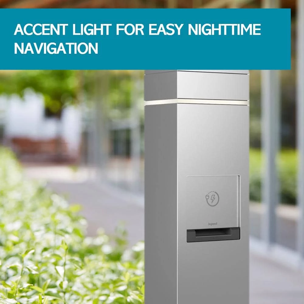 Wiremold Outdoor Weatherproof Charging Station 2-Gang, 1 GFCI Outlet and 1 4-Port USB Outlet plus Accent Light, Silver by Legrand 7 Wiremold Outdoor Weatherproof Charging Station 2-Gang, 1 GFCI Outlet and 1 4-Port USB Outlet plus Accent Light, Silver by Legrand - Image 5