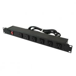 Wiremold 6-Outlet 15 Amp Rackmount Front Power Strip w/ Lighted On/Off Switch and 90 Degree Rotated Outlers, 6 ft. Cord by Legrand