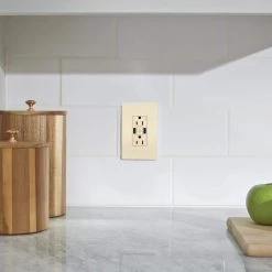 Radiant 15 Amp 125-Volt Tamper Resistant GFCI Residential/Commercial Decorator Duplex Outlet with A/A USB, Light Almond by Legrand -Legrand Sales light almond legrand electrical outlets receptacles 1597trusbaala e1 1000