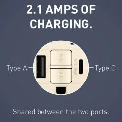 Radiant 15 Amp 125-Volt Tamper Resistant GFCI Residential/Commercial Decorator Duplex Outlet with A/C USB, Light Almond by Legrand -Legrand Sales light almond legrand electrical outlets receptacles 1597trusbacla 44 1000
