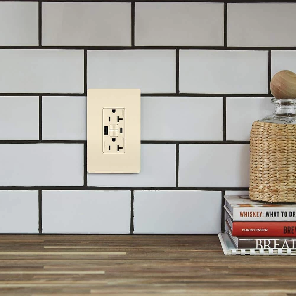 Radiant 20 Amp 125-Volt Tamper Resistant Self-Test GFCI Duplex Outlet with Type A/C USB, Light Almond by Legrand 4 Radiant 20 Amp 125-Volt Tamper Resistant Self-Test GFCI Duplex Outlet with Type A/C USB, Light Almond by Legrand - Image 2