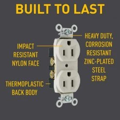 Pass & Seymour 15 Amp 125-Volt Commercial Grade Backwire Duplex Outlet, Light Almond (10-Pack) by Legrand -Legrand Sales light almond legrand electrical outlets receptacles crb5262lacp6 1f 1000
